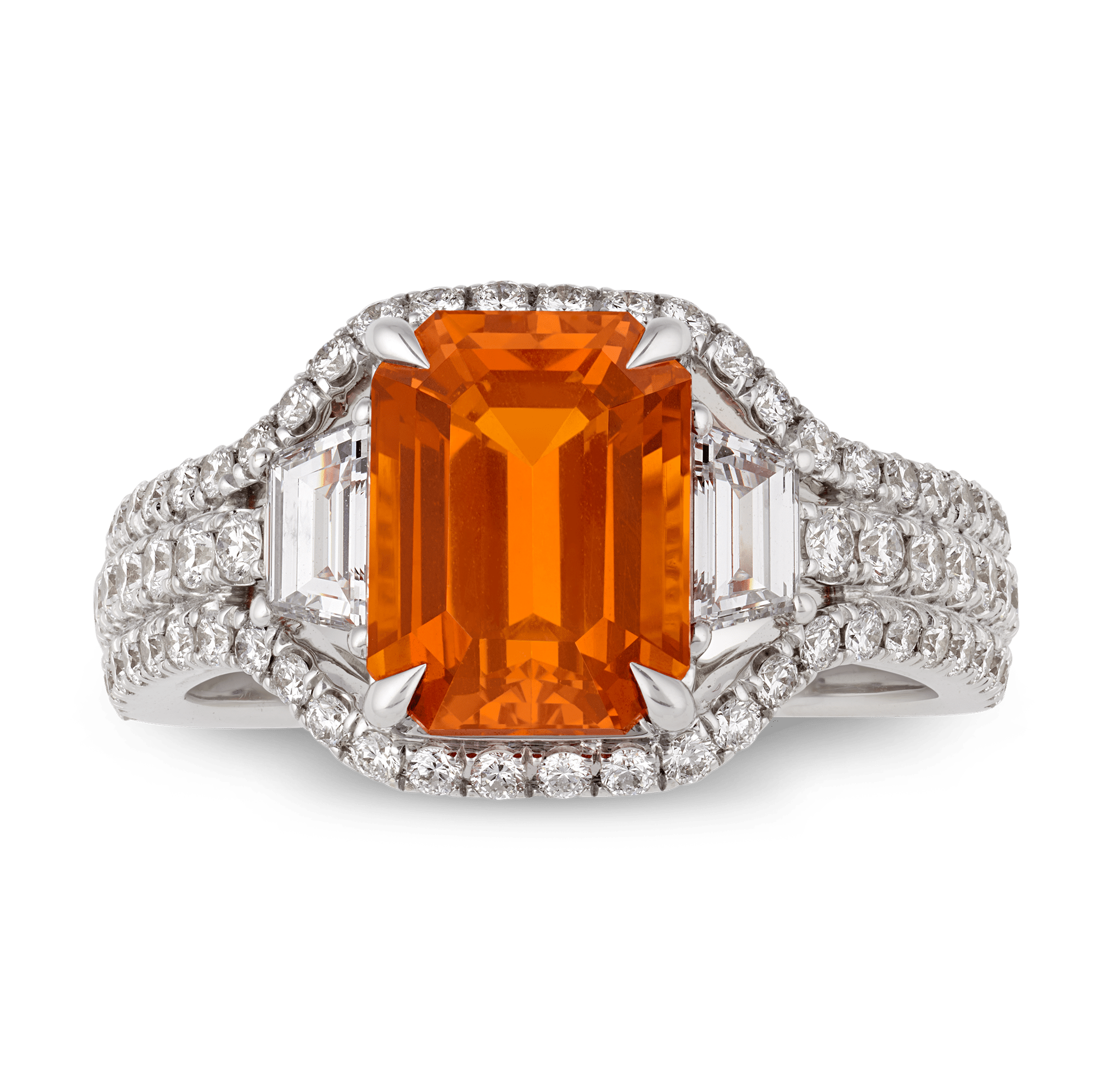 Rebecca Rau Orange Sapphire Ring, 4.03 carats