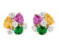 Oscar Heyman Multi-Color Sapphire and Tsavorite Garnet Earrings