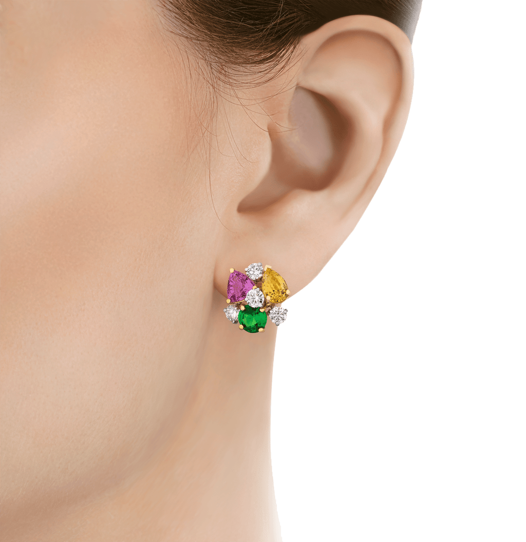 Oscar Heyman Multi-Color Sapphire and Tsavorite Garnet Earrings