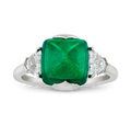 Sugarloaf Colombian Emerald Ring, 3.43 Carats