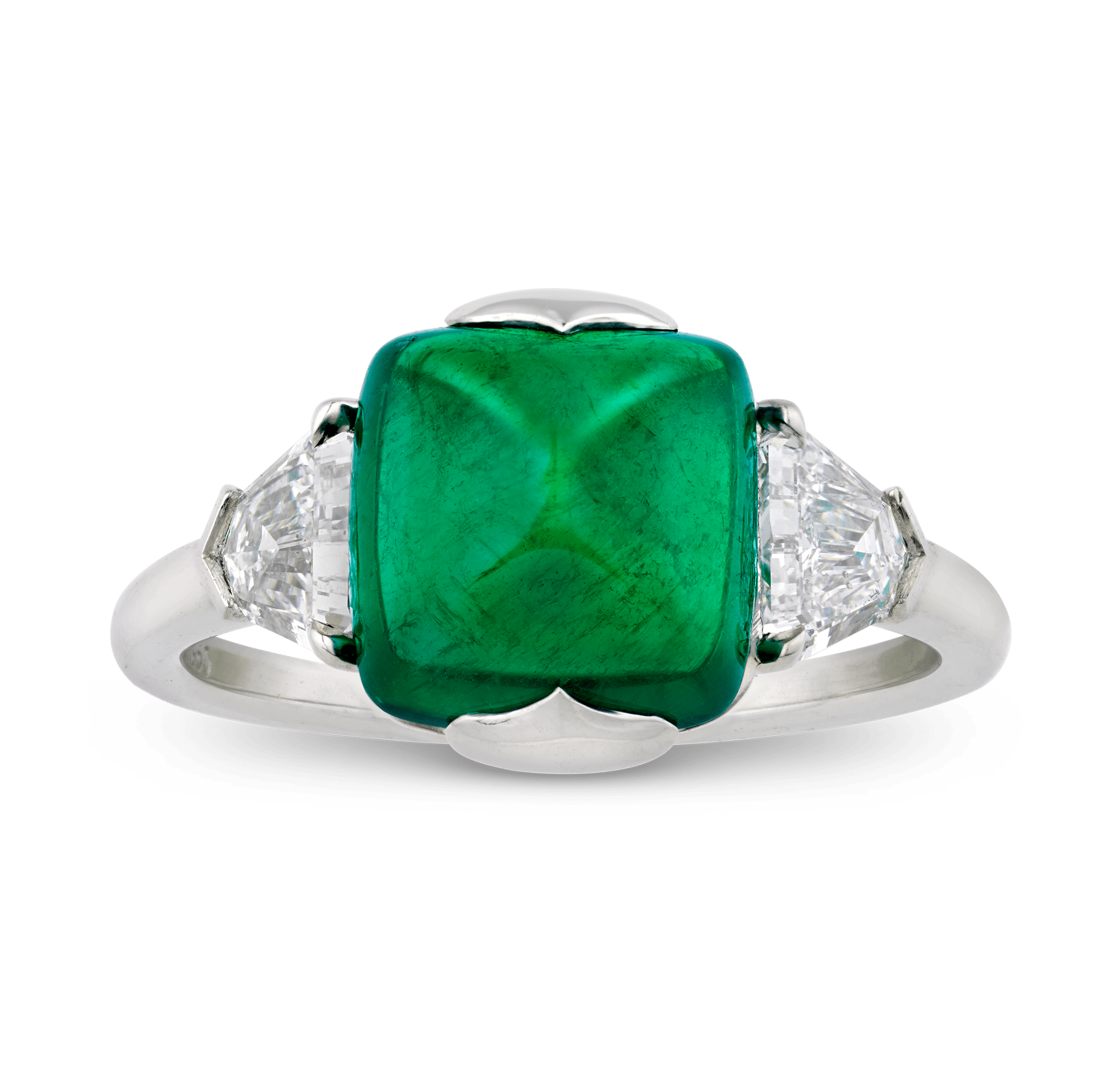 Sugarloaf Colombian Emerald Ring, 3.43 Carats