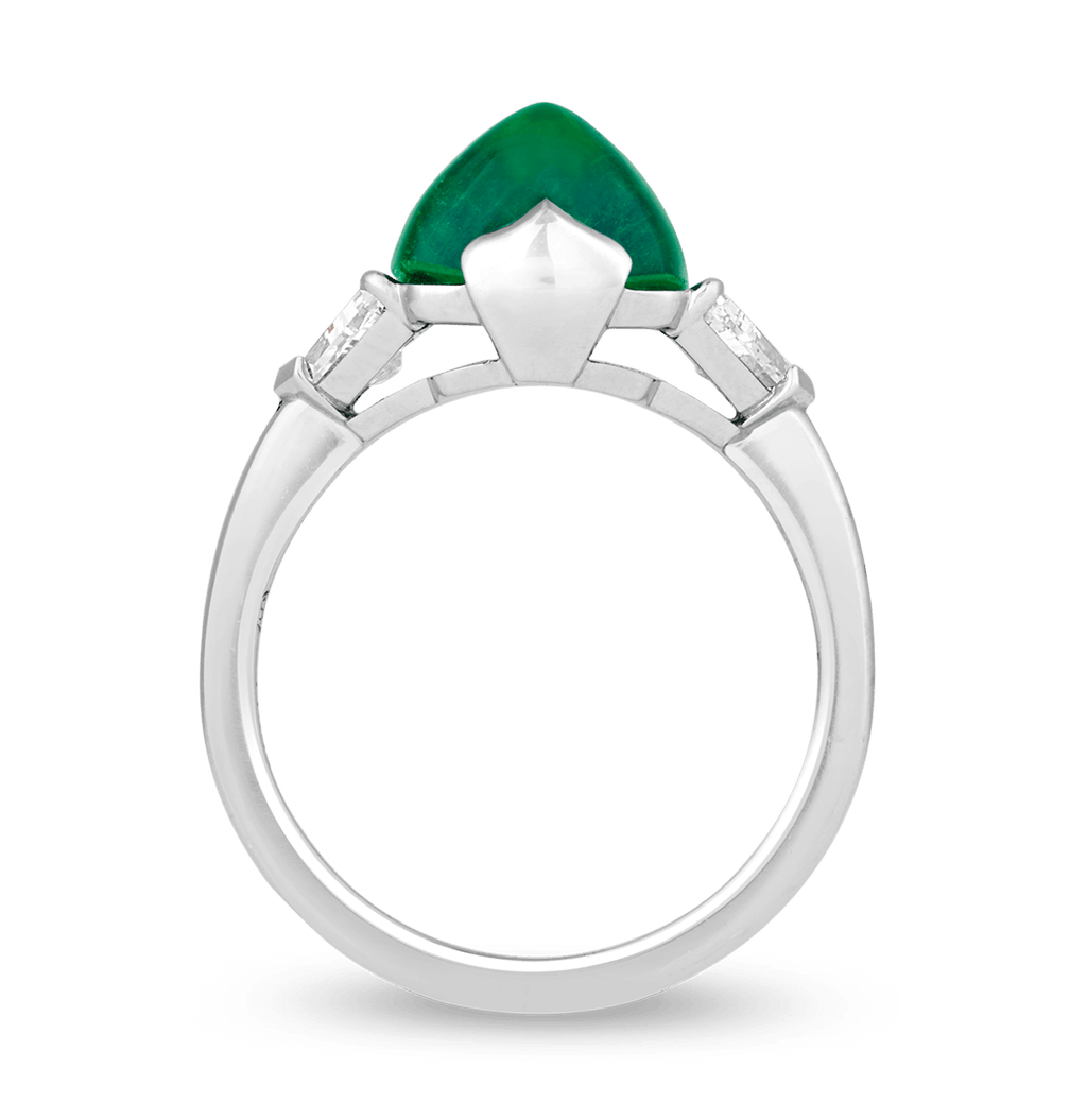 Sugarloaf Colombian Emerald Ring, 3.43 Carats