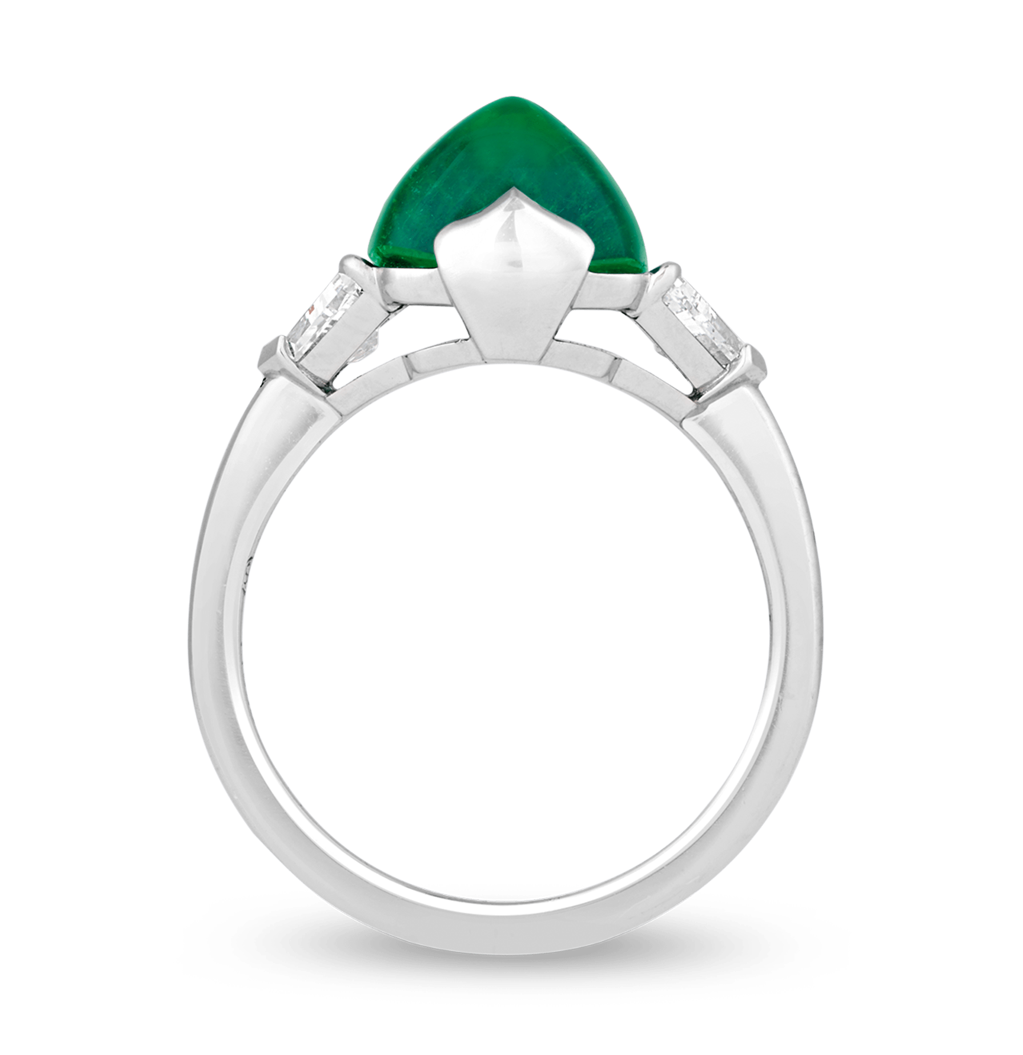 Sugarloaf Colombian Emerald Ring, 3.43 Carats
