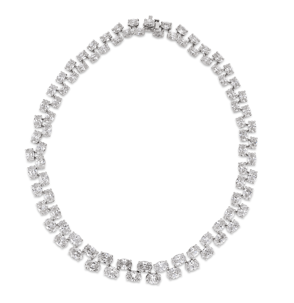 Double-Line Diamond Necklace, 57.80 carats