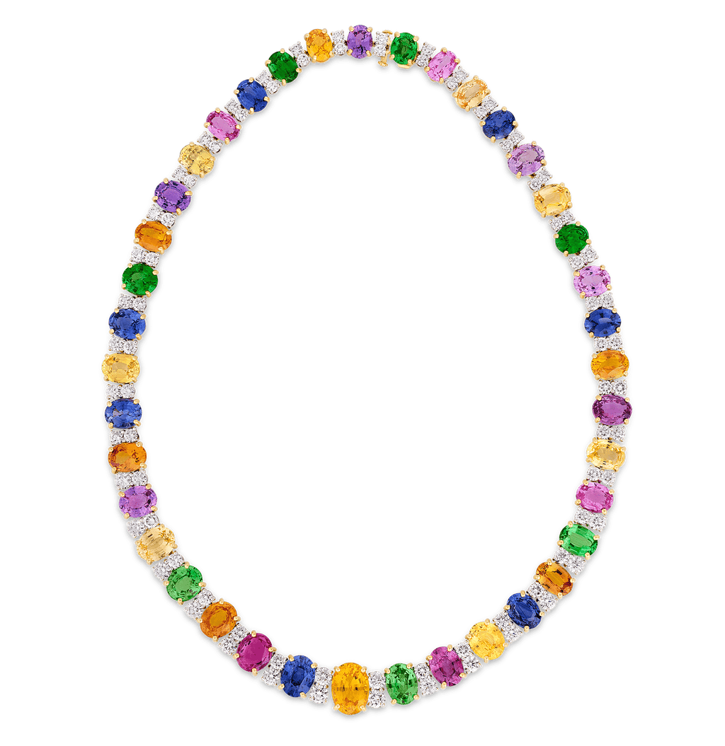 Oscar Heyman Multi-Color Sapphire and Tsavorite Garnet Necklace