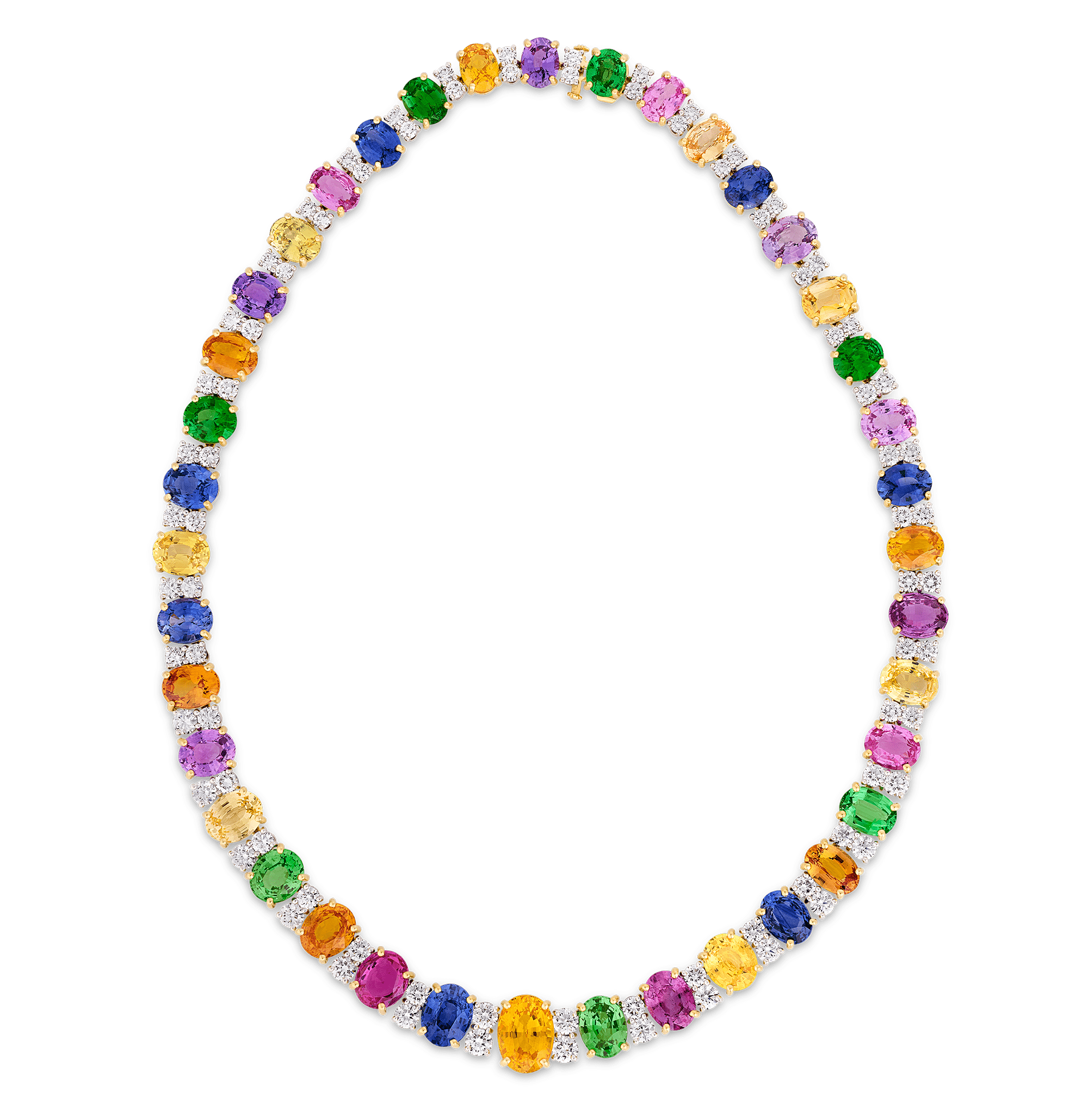 Oscar Heyman Multi-Color Sapphire and Tsavorite Garnet Necklace