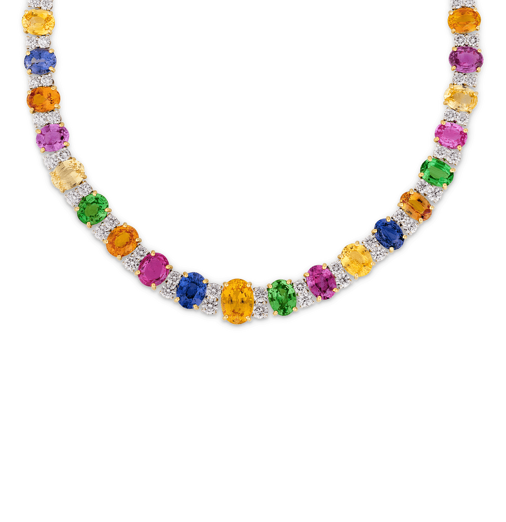 Oscar Heyman Multi-Color Sapphire and Tsavorite Garnet Necklace