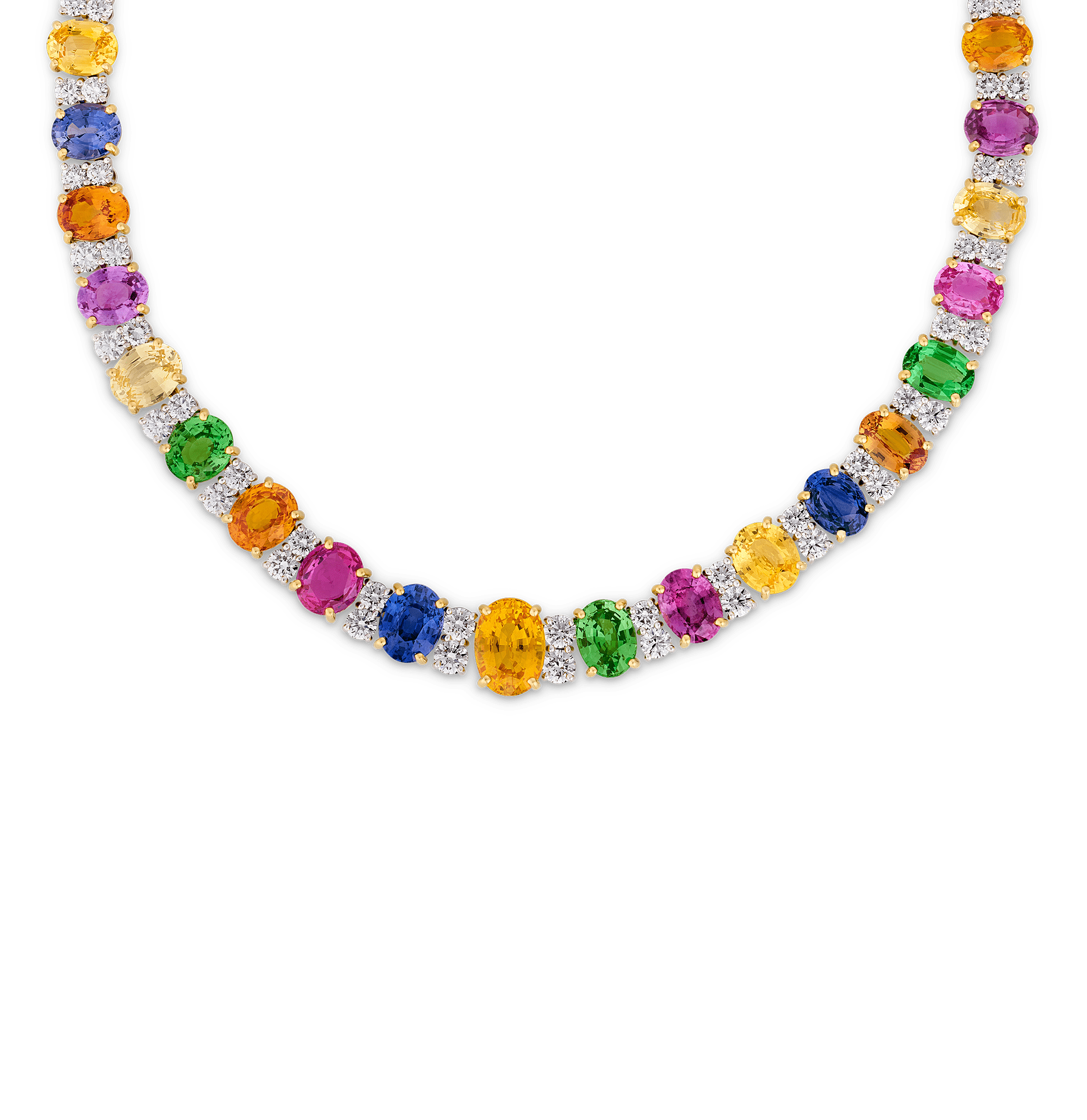 Oscar Heyman Multi-Color Sapphire and Tsavorite Garnet Necklace