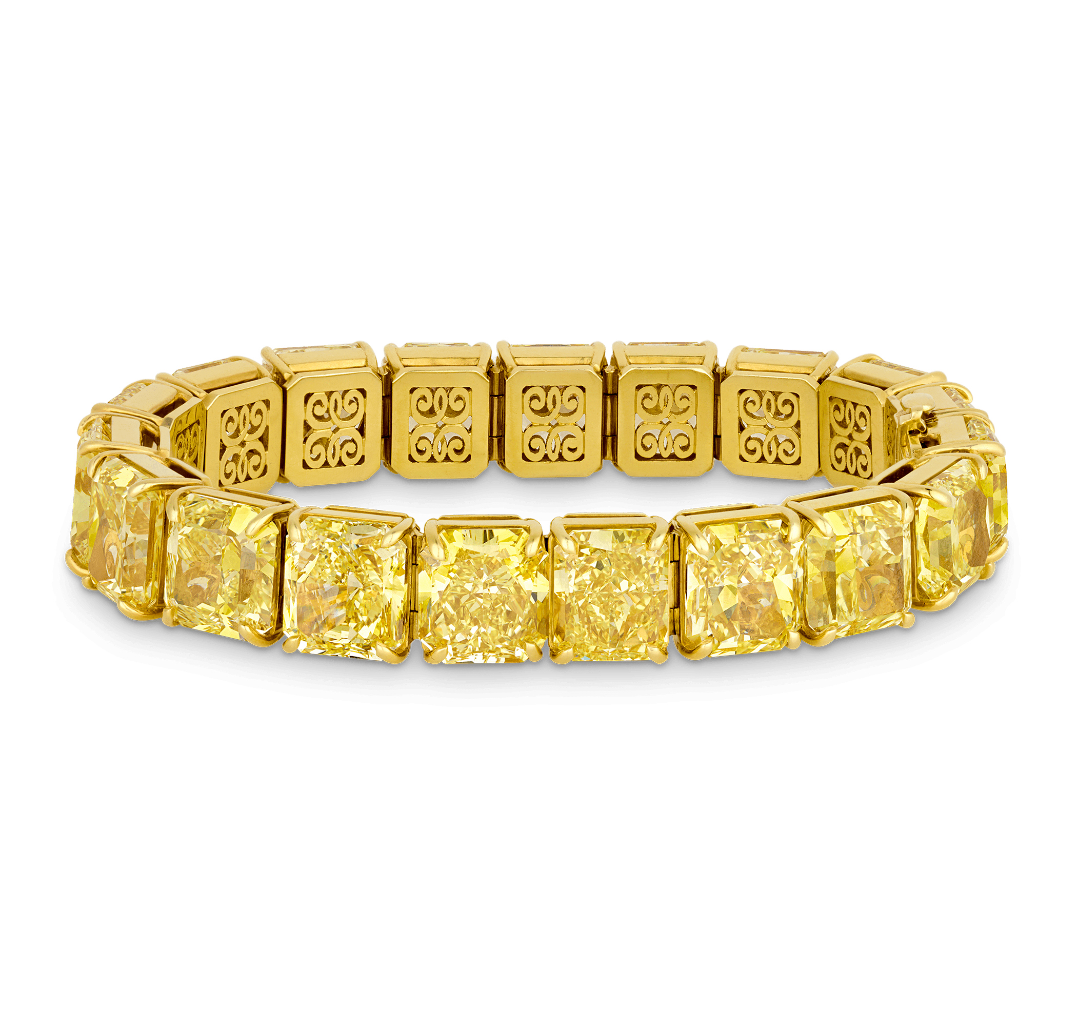 Fancy Intense Yellow Diamond Bracelet, 102.04 Carats