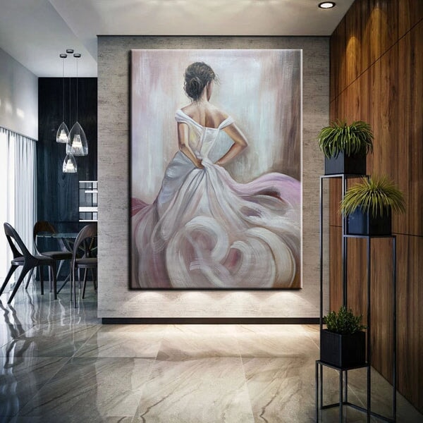 Girl In White Abstract Wall Art