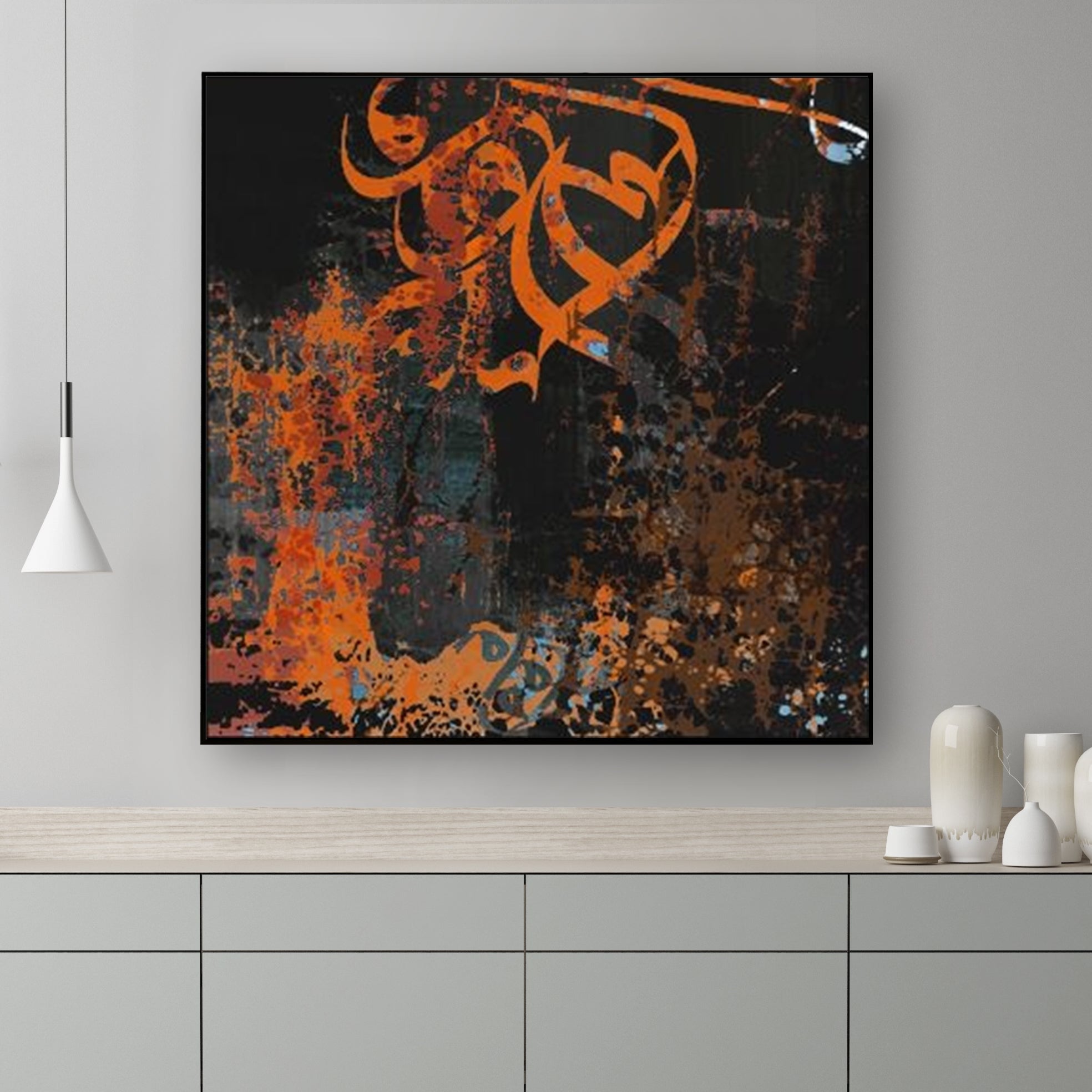 Orange Calligraphy Graffiti Painting