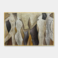 ABSTRACT FIGURES: Textured Abstract Figures Painting, Beige and Brown Wall Art, Horizontal Canvas, Modern Decor