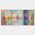 ABSTRACT SEASCAPE TRIPTYCH: Impasto Seascape Painting Set of 3
