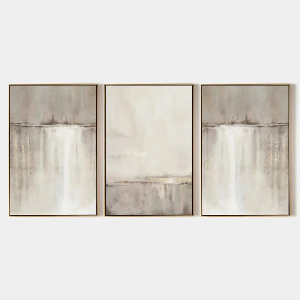 ABSTRACT WATERFALL TRIPTYCH: Minimalist Landscape Painting Set of 3