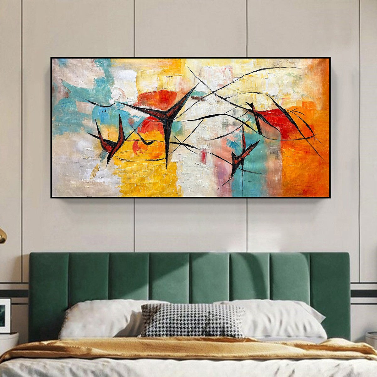 AERIAL DANCE: Abstract Colorful Oil Painting with Dynamic Lines
