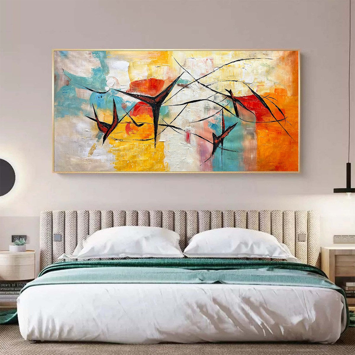 AERIAL DANCE: Abstract Colorful Oil Painting with Dynamic Lines