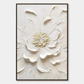 ALABASTER BLOOM: Textured Impasto Peony Flower Painting