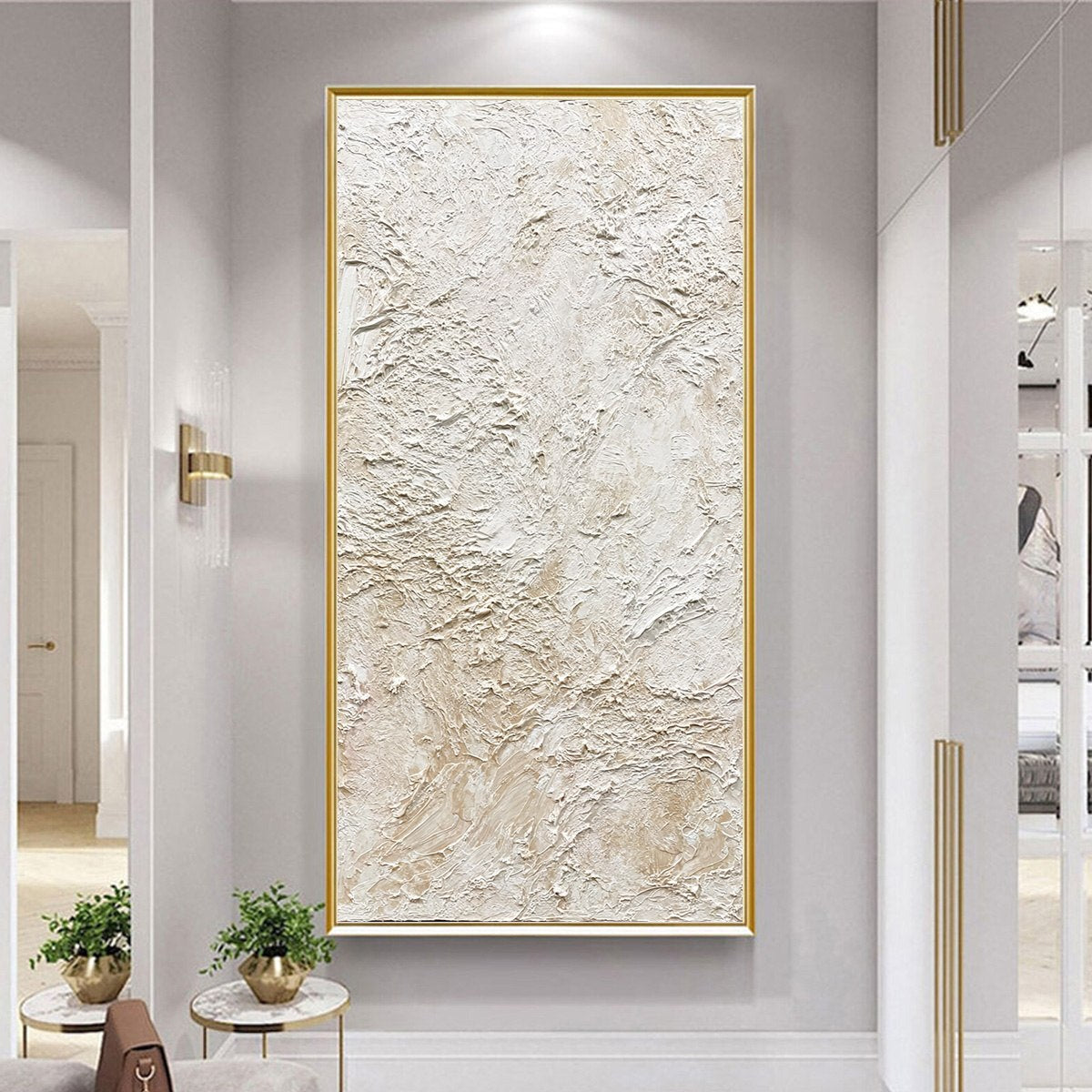 ALABASTER VEIL: Textured Wabi Sabi Minimalist Painting