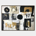 ALCHEMY GRID: Textured Abstract Painting in Black, White & Gold