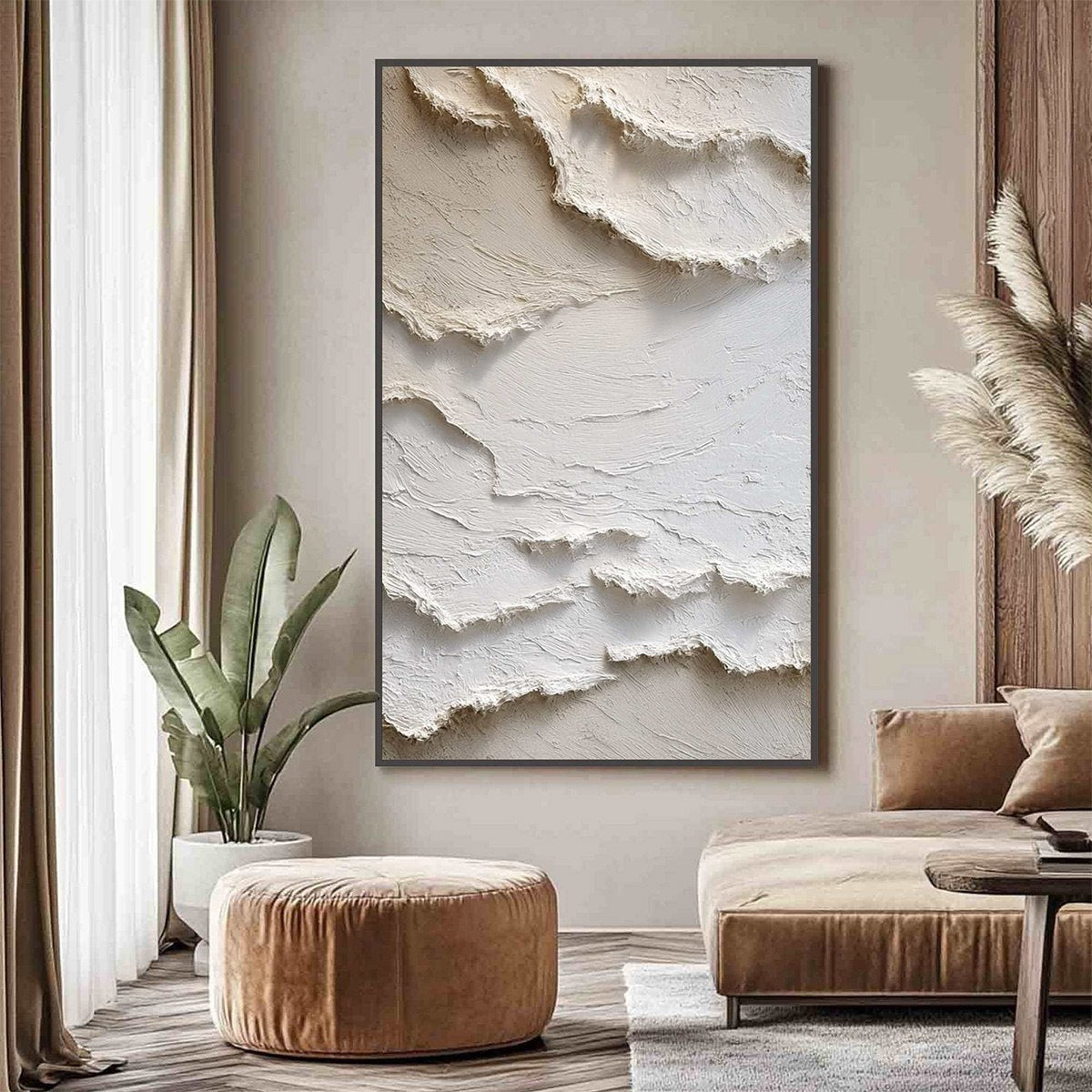 ALPINE WHISPERS: Textured White Abstract Oil Painting