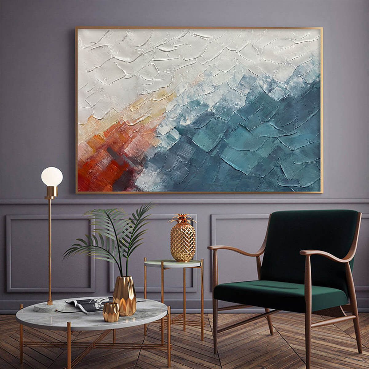 ALPINE GLOW: Abstract Mountain Impasto Oil Painting
