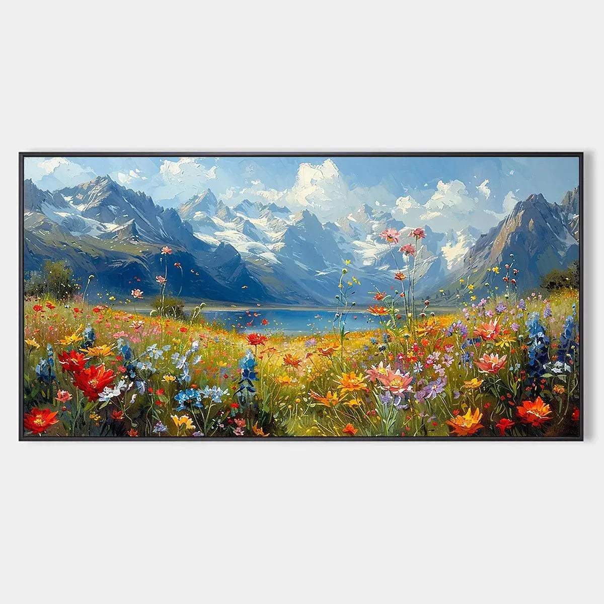 ALPINE MEADOW: Colorful Mountain Landscape Wildflower Painting