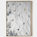 ALPINE SLOPES: Textured White Skiing Landscape Painting