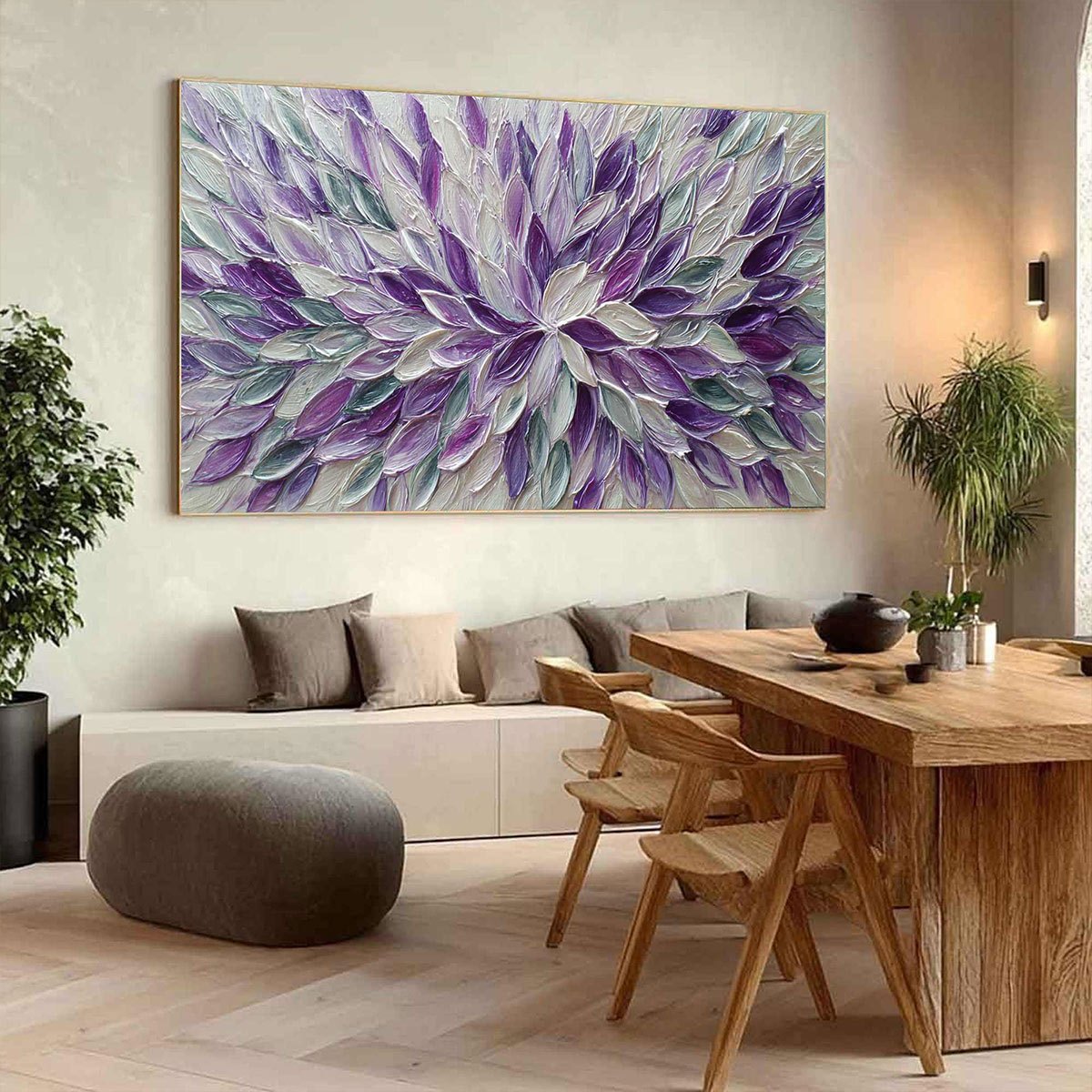 AMETHYST BLOOM: Textured Impasto Floral Oil Painting