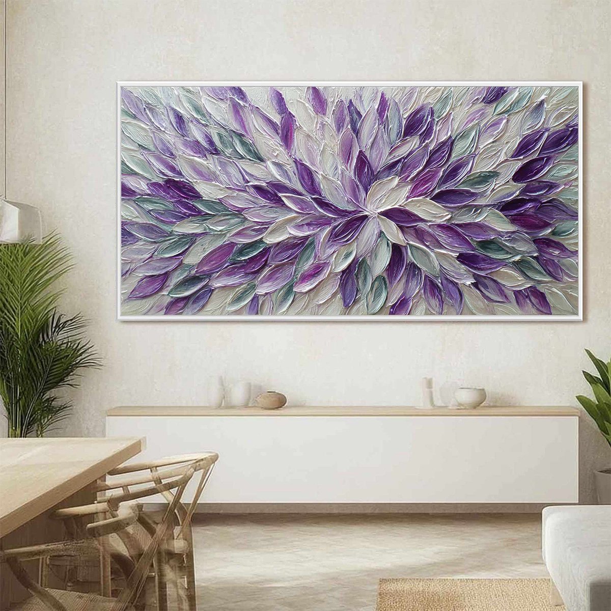 AMETHYST BLOOM: Textured Impasto Floral Oil Painting