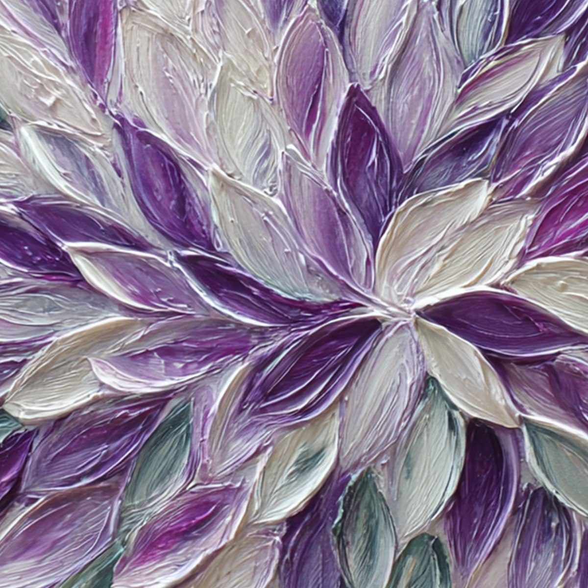 AMETHYST BLOOM: Textured Impasto Floral Oil Painting