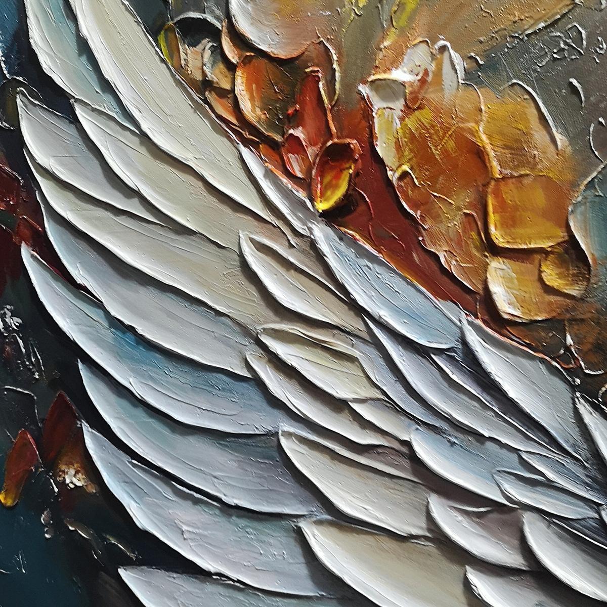 ANGELIC WINGS: Textured Symbolic Oil Painting