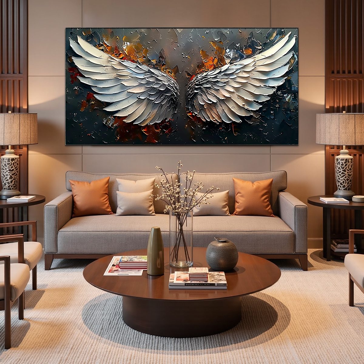 ANGELIC WINGS: Textured Symbolic Oil Painting