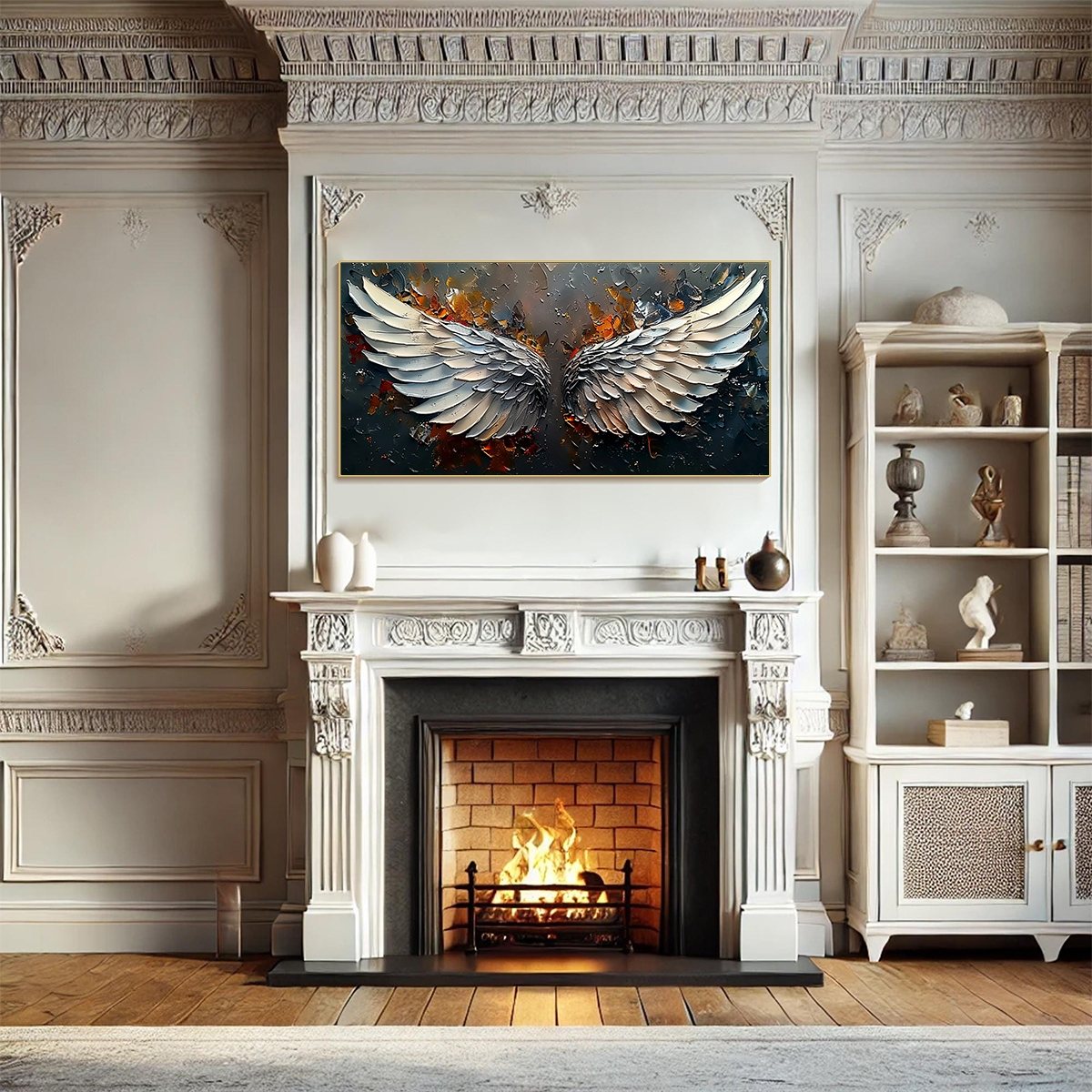 ANGELIC WINGS: Textured Symbolic Oil Painting