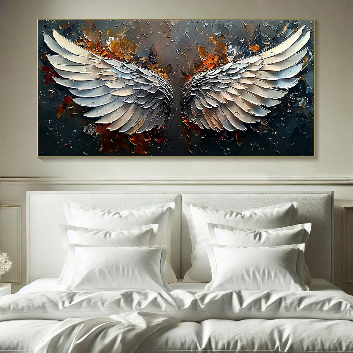 ANGELIC WINGS: Textured Symbolic Oil Painting
