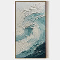 AQUAMARINE CREST: Textured Ocean Wave Painting, Vertical Canvas, Coastal Wall Art