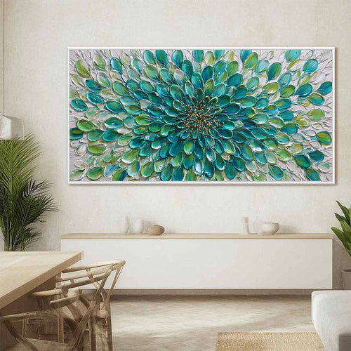AQUA BLOOM: Textured Impasto Floral Oil Painting