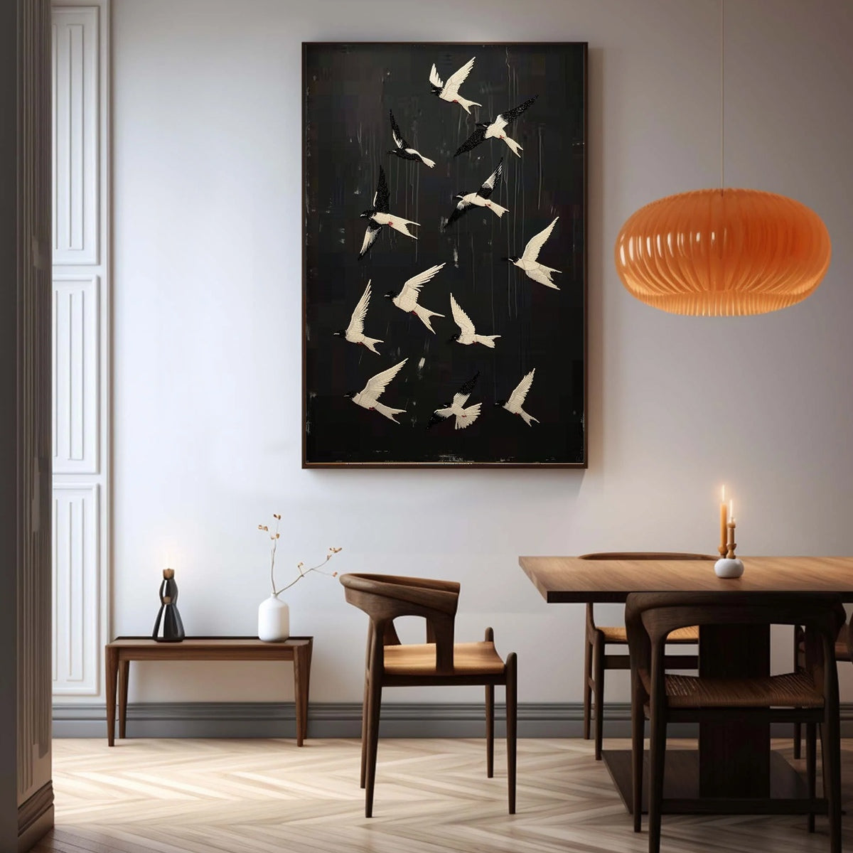 ASCENSION: Beaded Birds on Textured Canvas