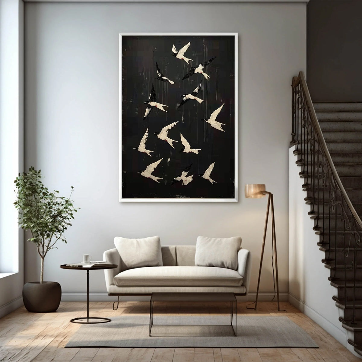 ASCENSION: Beaded Birds on Textured Canvas