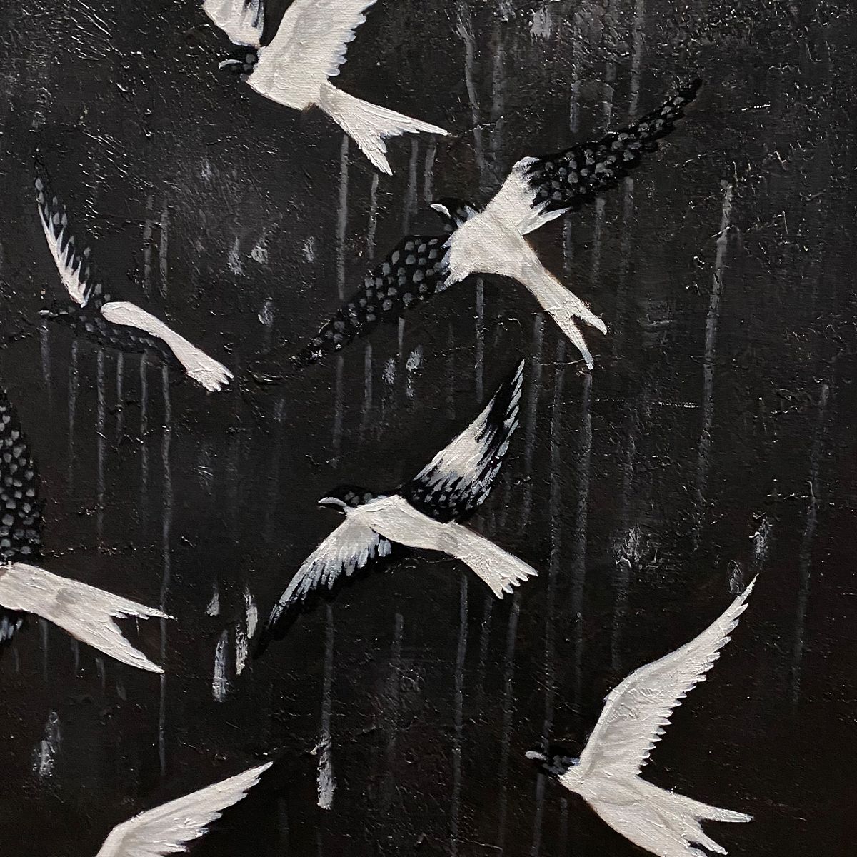 ASCENSION: Beaded Birds on Textured Canvas