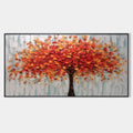 AUTUMN FIRE: Textured Impasto Painting of a Tree in Orange and Red