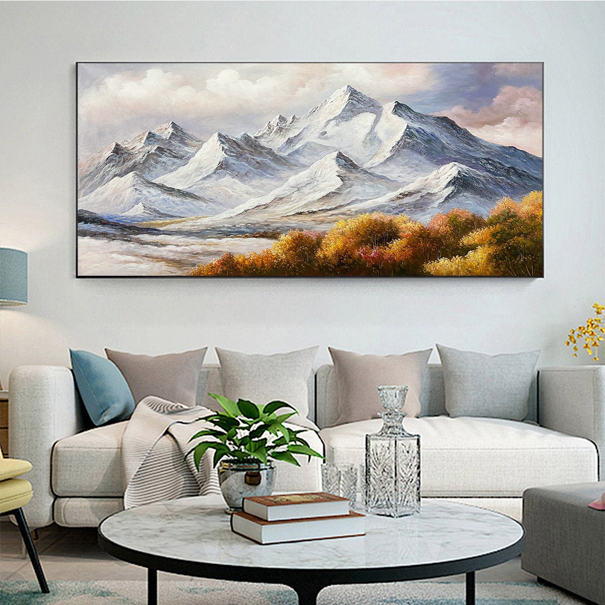 AUTUMN MAJESTY: Panoramic Mountain Landscape Oil Painting with Autumn Foliage