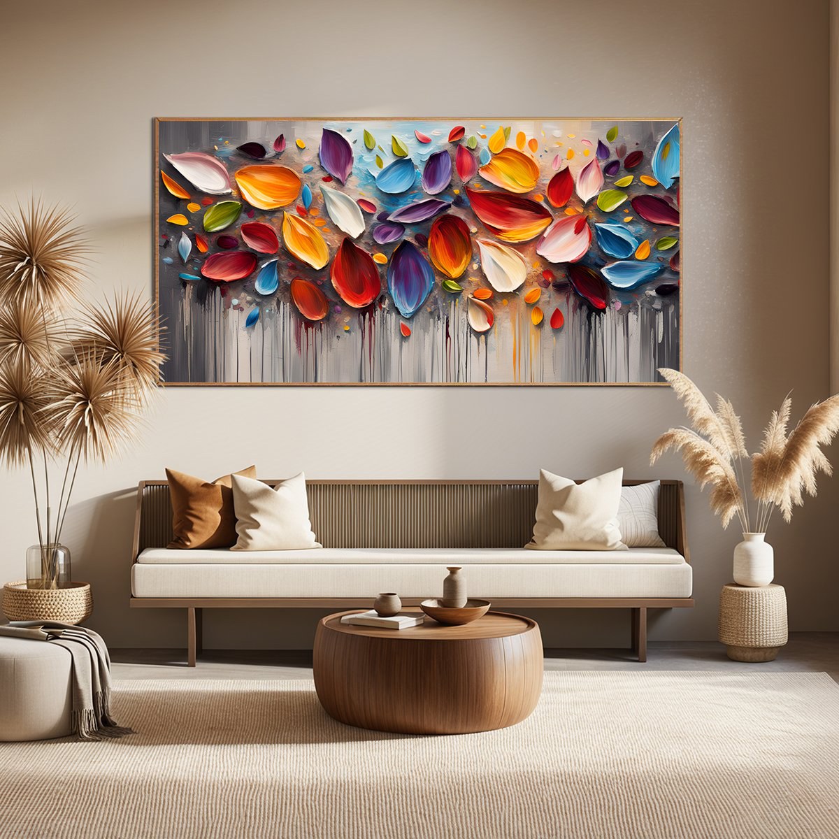 AUTUMN RAIN: Textured Impasto Leaf Fall Oil Painting