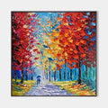 AUTUMN WALK: Textured Impasto Painting of a Couple Walking in an Autumn Forest