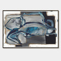 AZURE DEPTHS: Abstract Blue and Gold Oil Painting