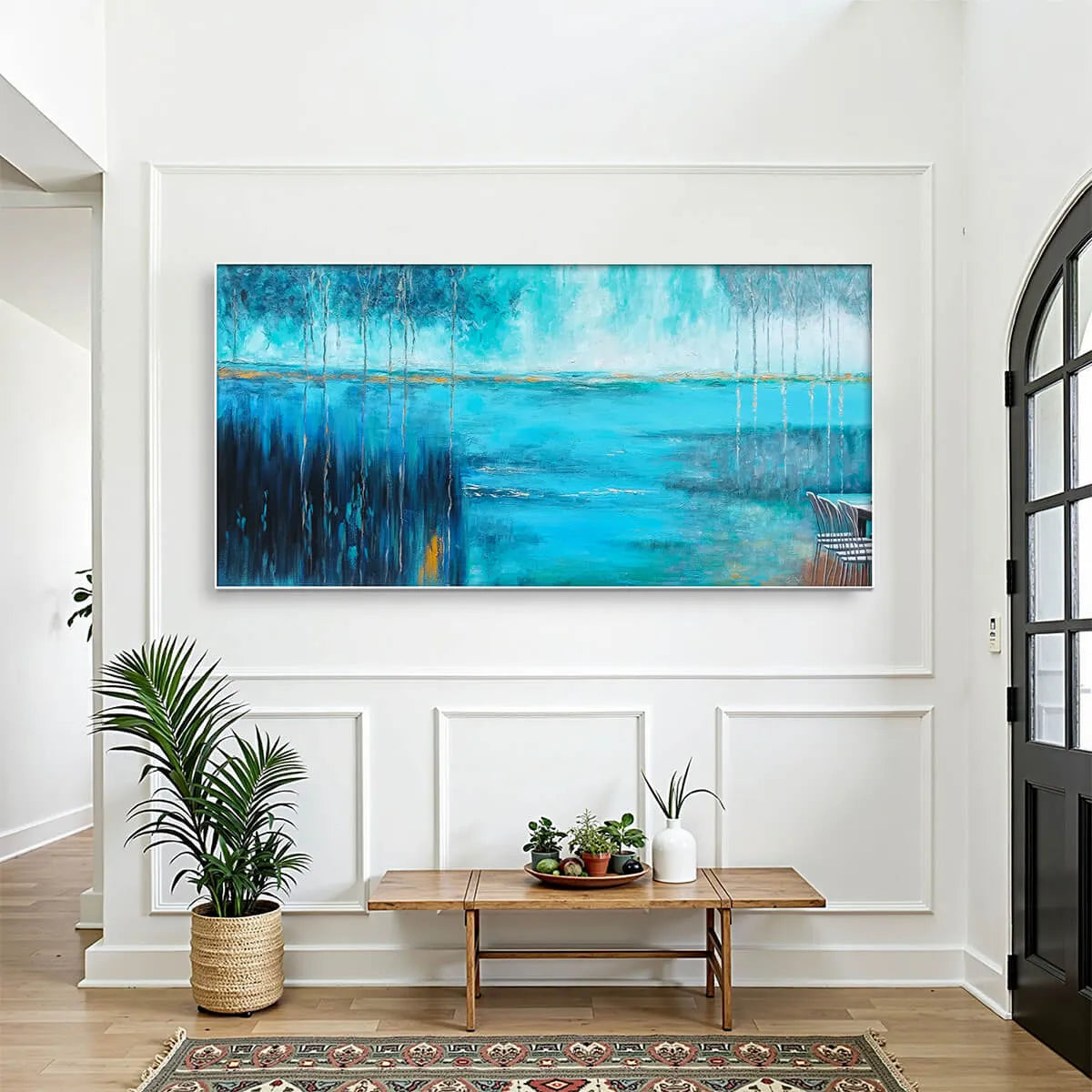 AZURE REFLECTIONS: Abstract Landscape Oil Painting on Canvas