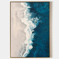 AZURE COAST: Blue and Beige Abstract Coastal Painting for Living Room