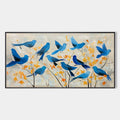 AZURE FLIGHT: Blue Birds Painting Minimalist Nature Wall Art