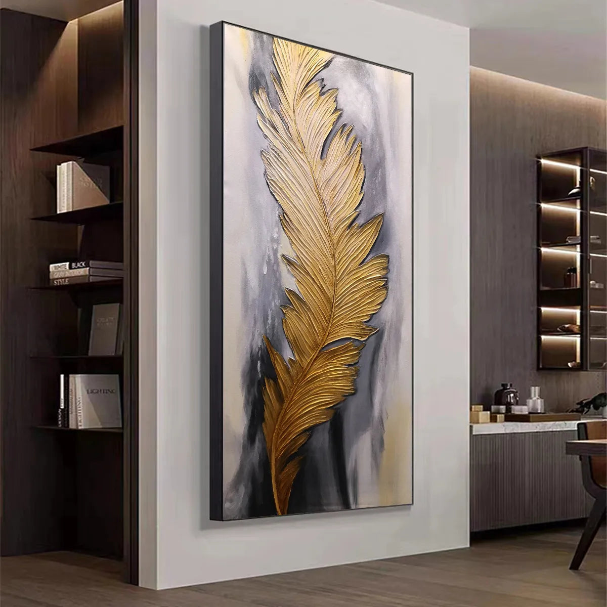 BLEMISHED SKY: Abstract Feather Oil Painting