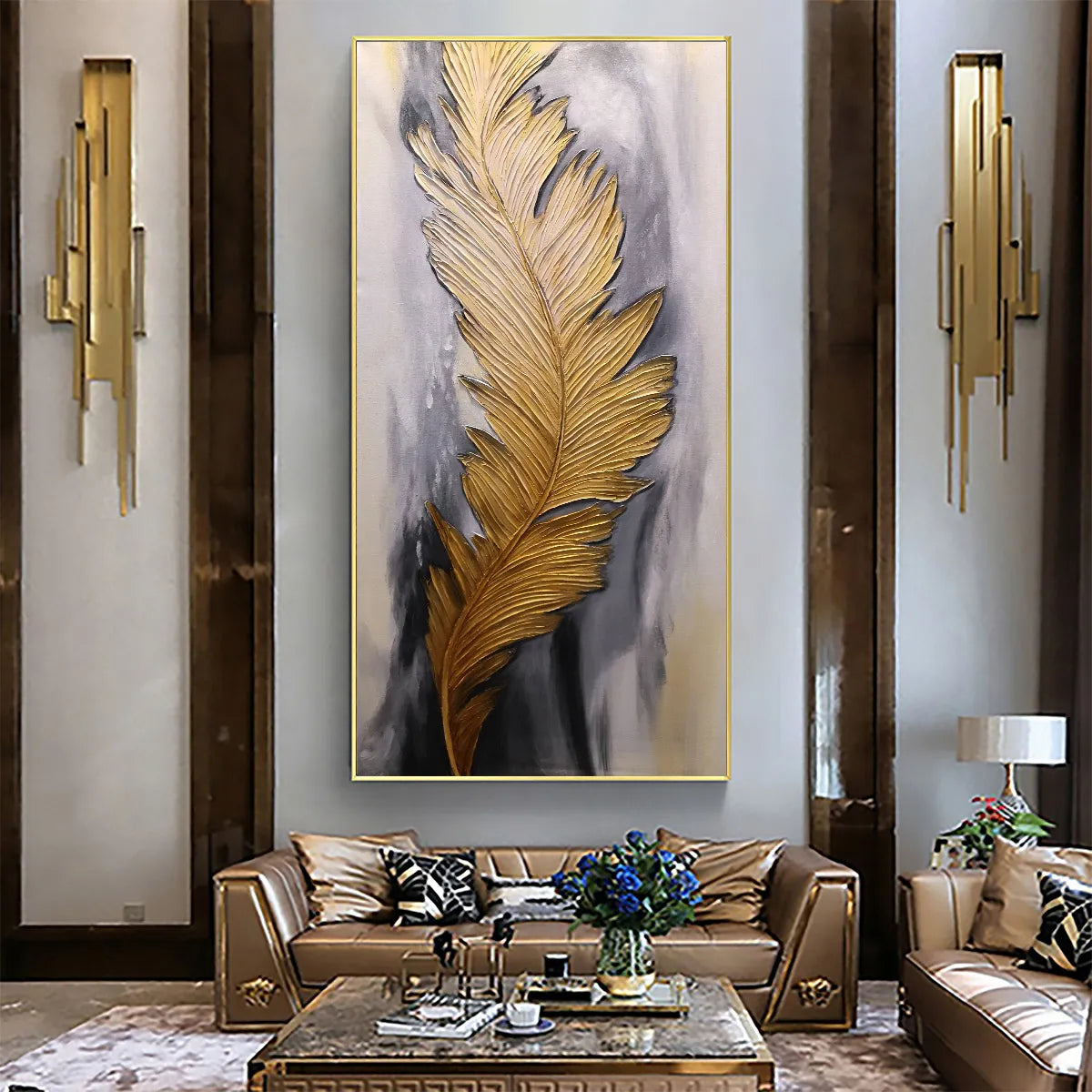 BLEMISHED SKY: Abstract Feather Oil Painting