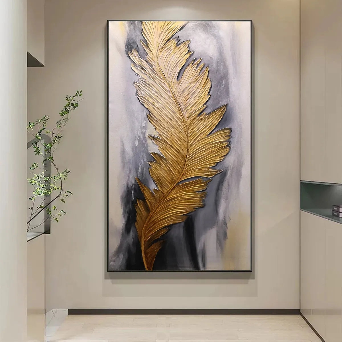 BLEMISHED SKY: Abstract Feather Oil Painting